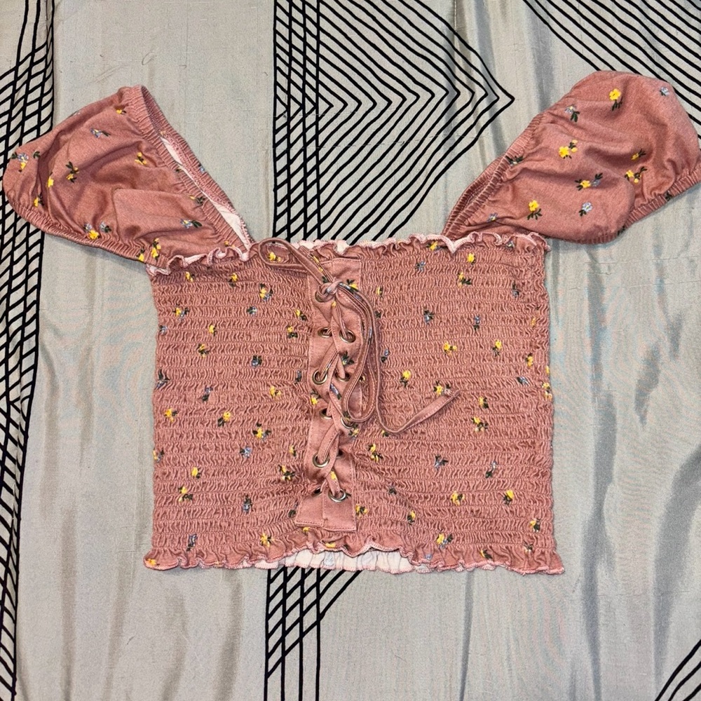 Floral Embroidered Pink Off-Shoulder Top